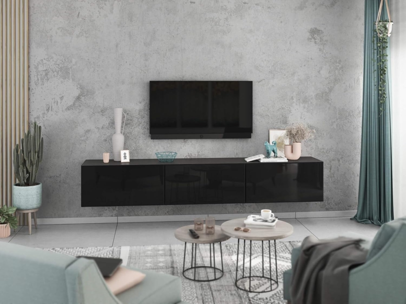 moebel-dich-auf Lowboard VARIANTO 4 (3 tlg, 228 cm breit, TV-Schrank bestehend aus 3 Schränken mit Klappe), stehend und hängend Bild 1