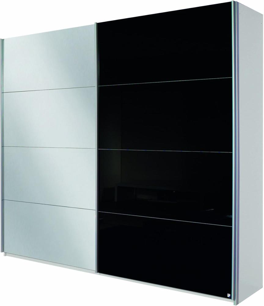 Rauch Schwebetürenschrank Quadra in Alpinweiß / Glas Schwarz BxHxT 62x210x226cm Bild 1