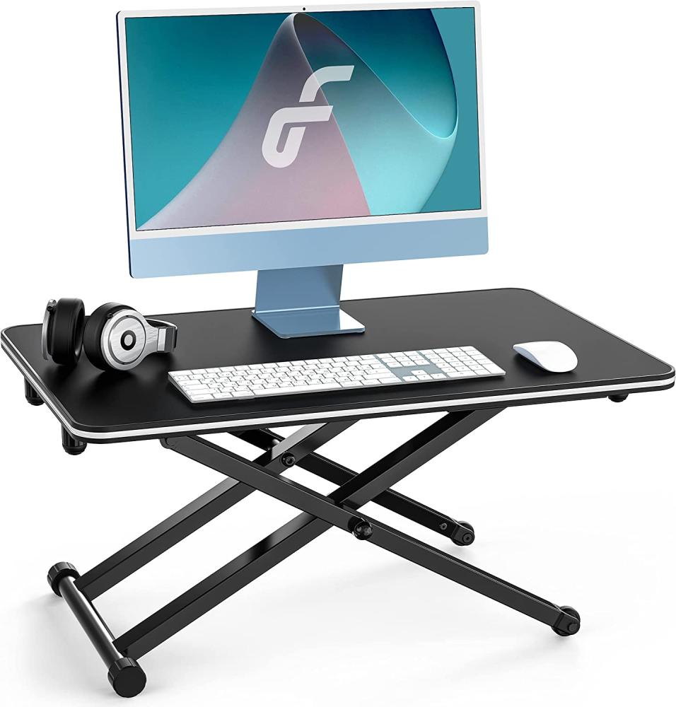 Fenge Steh-Sitz Schreibtisch, Stehpult, Höhenverstellbarer Schreibtischaufsatz Für Büro Zuhause, 65 X 40 cm, Schwarz Bild 1