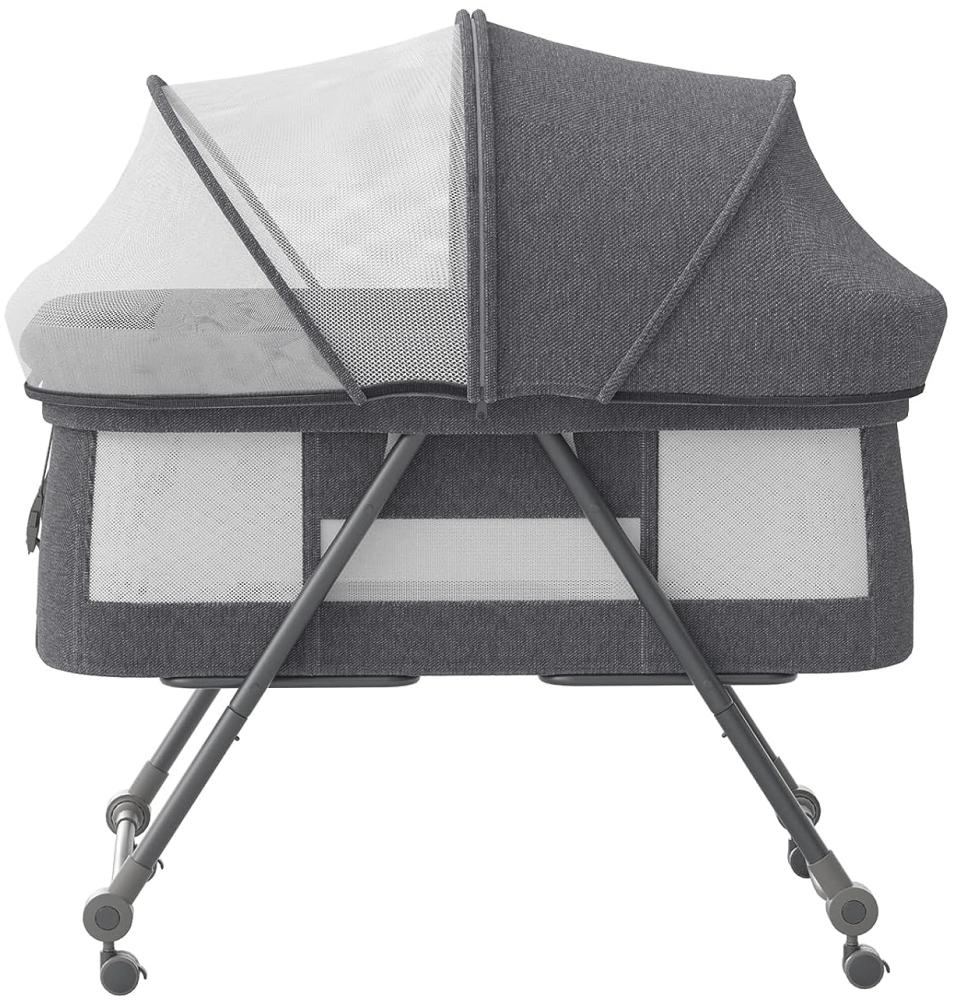 UBRAVOO Faltbares beistellbett Baby, Grab-and-go Baby Bett mit Matratze I Rollen I Reisetasche I Moskitonetz, Kinderreisebett I Kinderbett I Zustellbett für Neugeborene, Bravo Pro, Grau Bild 1