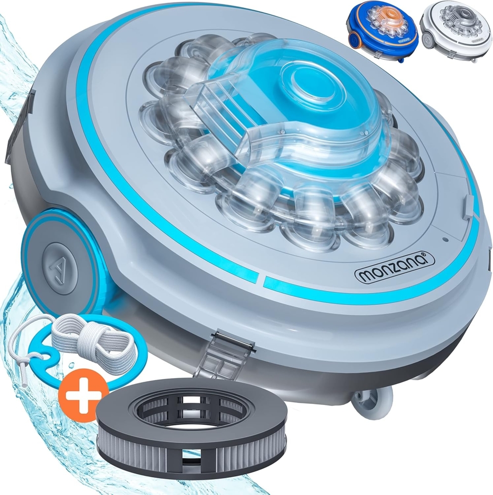 Monzana Poolroboter Poolboy600 Kabellos Vollautomatisch 80 Min Akku 5200mAh Grau Bild 1