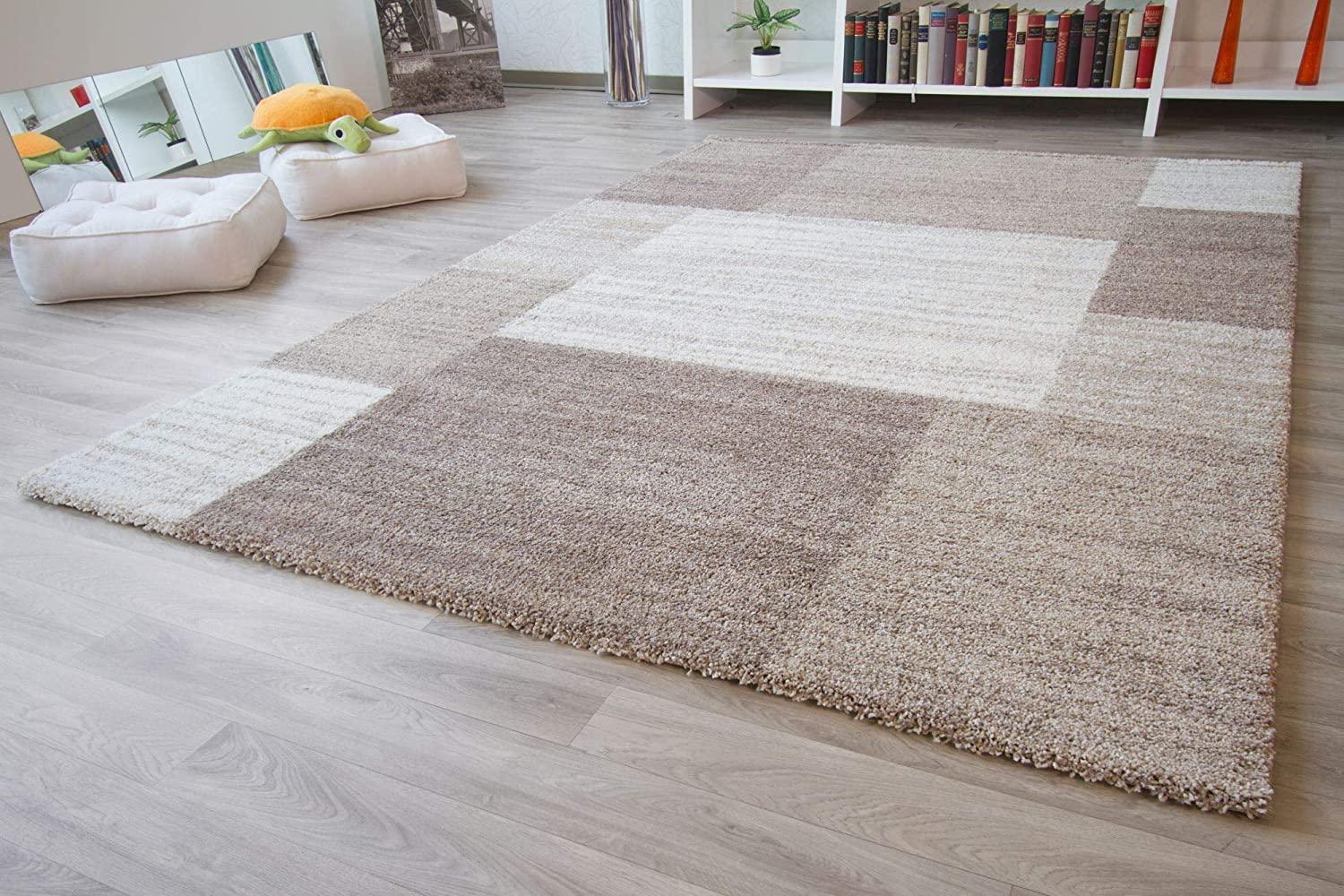 Designerteppich Nancy - Felder, Farbe: beige braun, Größe: 240x290 cm Bild 1