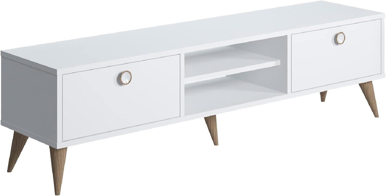 Movian TV-Ständer Vega, Lowboard-Schrank, 152 x 35 x 40 cm, Mittel, Weiß Bild 1