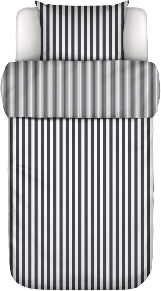 Marc O Polo Mako-Satin Bettwäsche Classic Stripe|155x220 cm + 80x80 cm| navy Bild 1