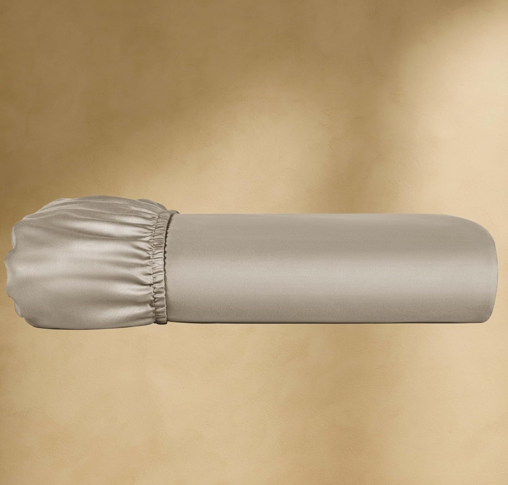 Seralino Spannbettlaken Mako Satin Spannbetttuch (100% Bio Baumwolle), 100% Bio-Baumwolle, Gummizug: rundum, Etiketten zeigen Seiten – schnelles, unkompliziertes Beziehen garantiert, Fairtrade/ GOTS zertifizierte uni Bettlaken, weich Bild 1