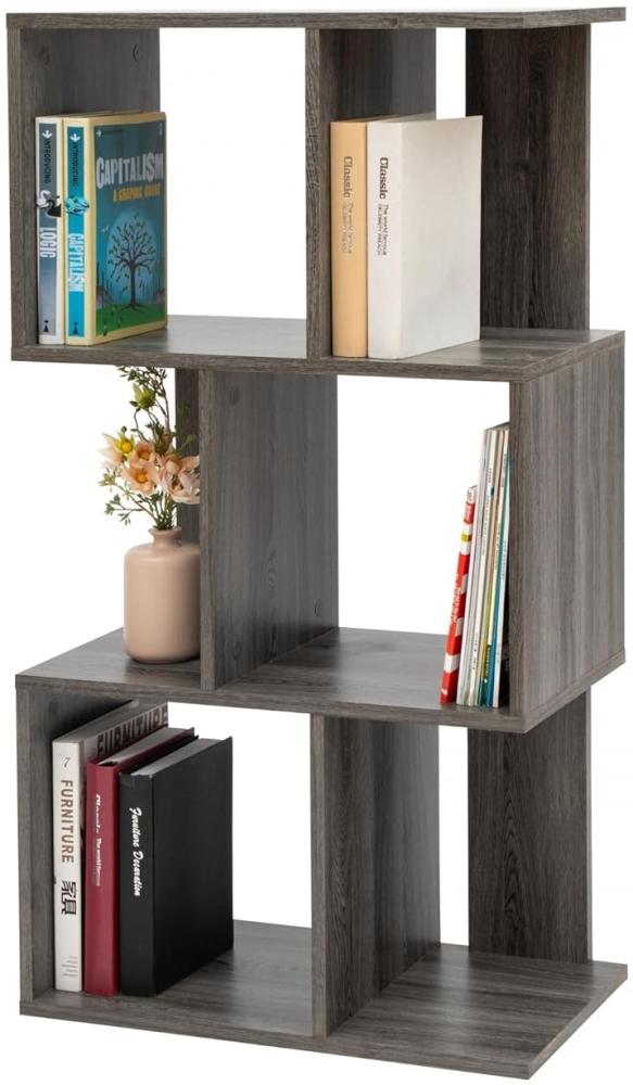 Iris Ohyama, Wandregal mit Ebenen, S-förmiges Möbel, 3 Regale, Modular, Wandbefestigungsset, Trennwand, Büro, Schlafzimmer, Wohnzimmer - Display Shelf SRK-W3- Eiche grau Bild 1