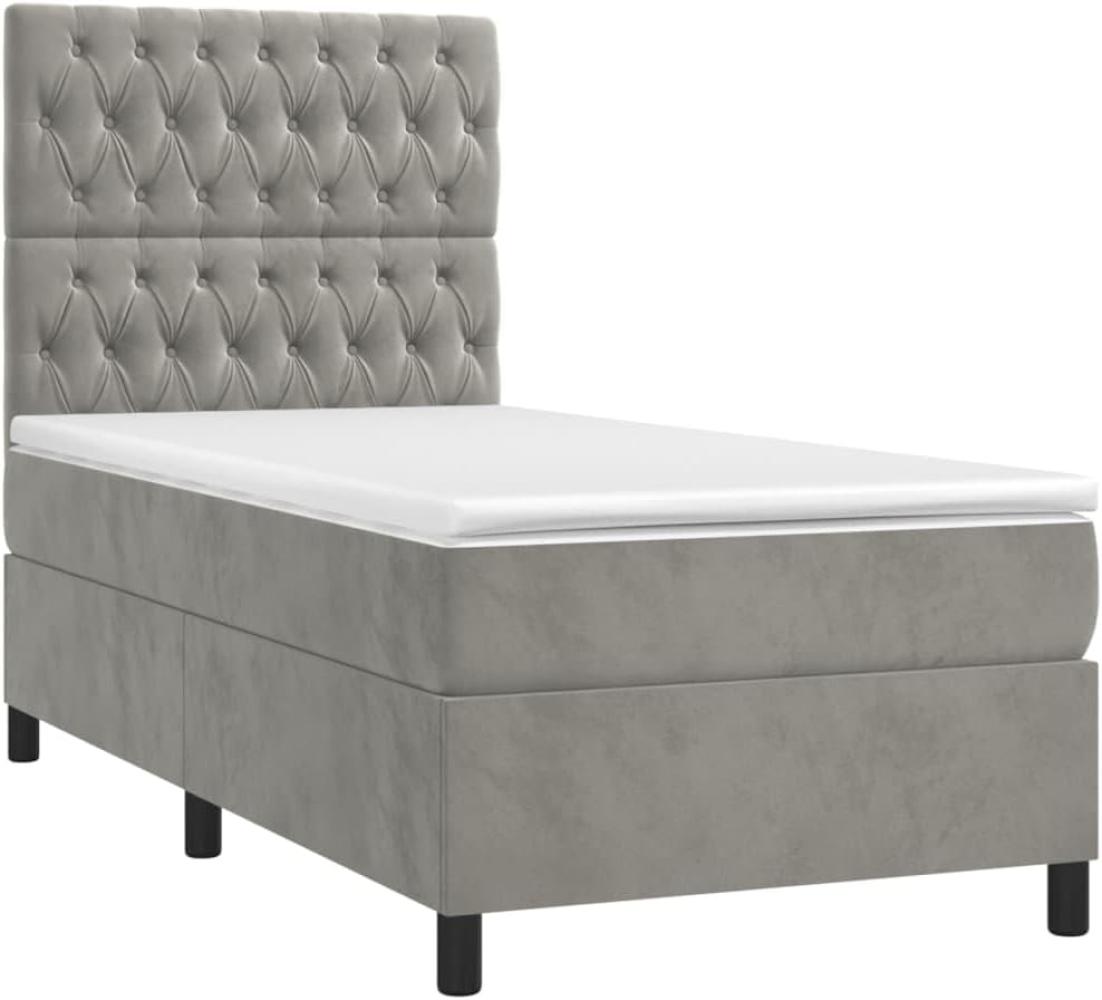 vidaXL Boxspringbett mit Matratze Hellgrau 80x200 cm Samt 3143169 Bild 1