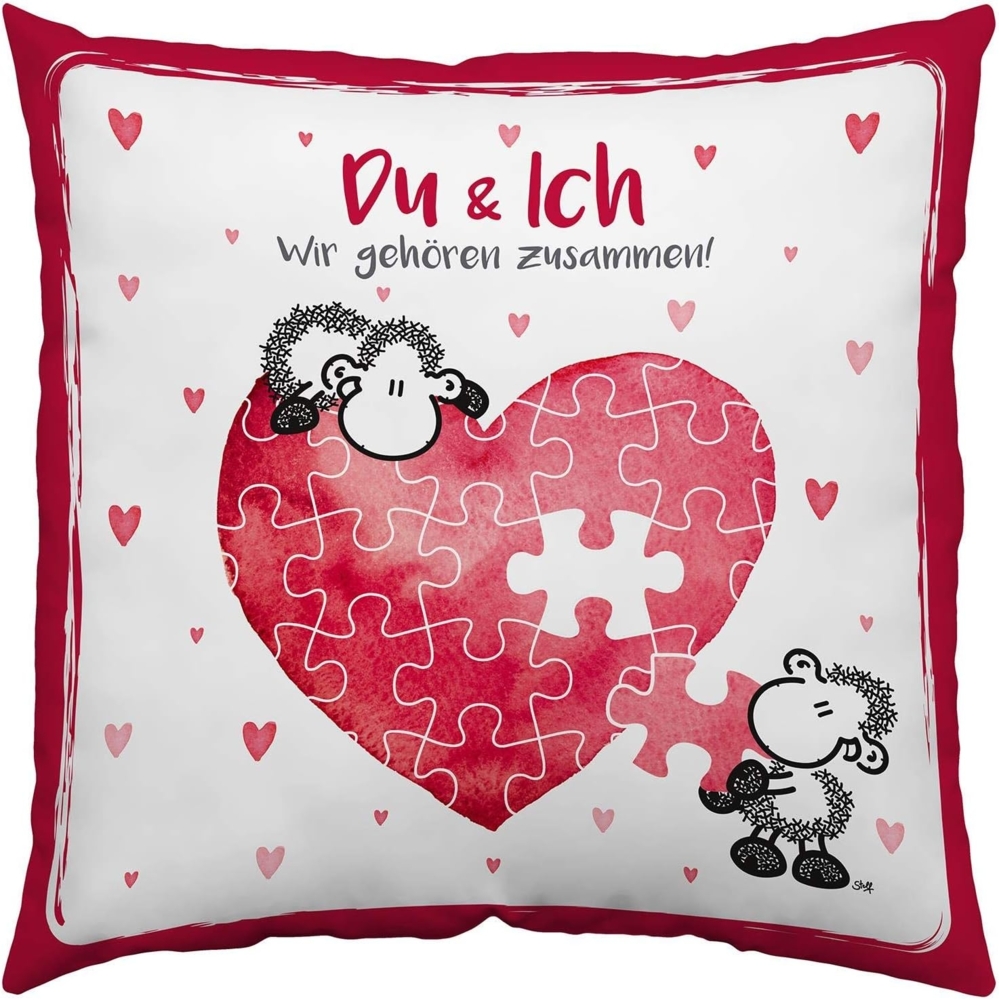 Sheepworld Kissen Motiv "Du und ich" | Zierkissen, Baumwolle, 38x38 cm | Kissen Verliebte | 45323 Bild 1