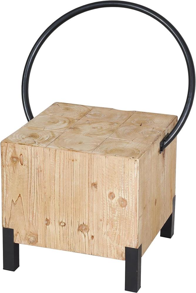 Esszimmerstuhl HWC-L76, Besucherstuhl Hocker, Industrial Metall Massiv-Holz MVG-zertifiziert, natur Bild 1