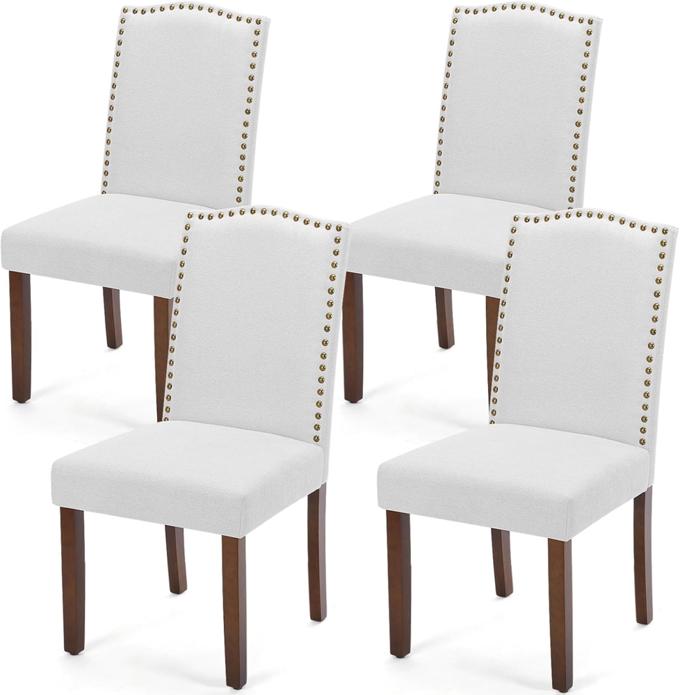 DUMOS Esszimmerstühle 4er Set, Elegant und Schön Modern Stühle Esszimmer, Leinenstoff Gepolstert küchenstühle, Kratzfester Boden Esszimmerstuhl Geeignet für Küche, Wohnzimmer, Schlafzimmer (Grau) Bild 1