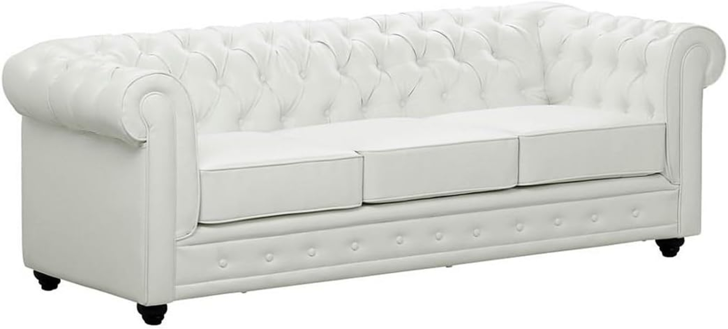 Vente-unique - Sofa 3-Sitzer - Kunstleder - Weiß - CHESTERFIELD Bild 1