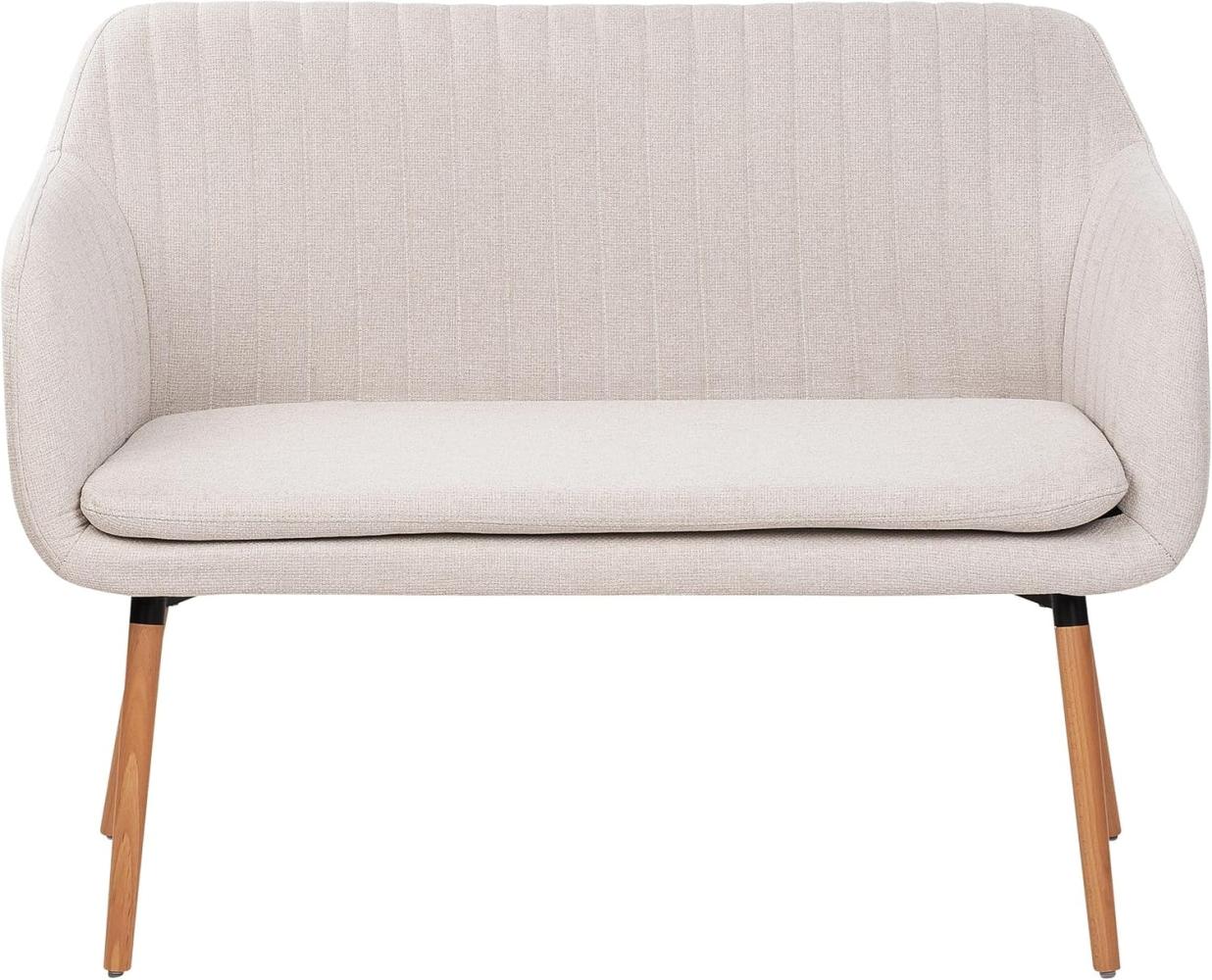 2-Sitzer Küchensofa Stoff hellbeige heller Holzfarbton TABY Bild 1