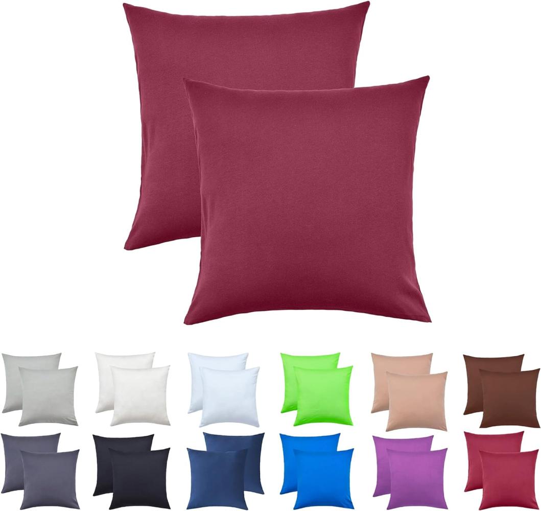 NatureMark 2er Pack Jersey Kissenbezug Kissenhülle Kissenbezüge Seitenschläferkissen Nackenkissen viele Größen und Farben ÖKO-TEX (80 x 80 cm, Bordeaux rot) Bild 1