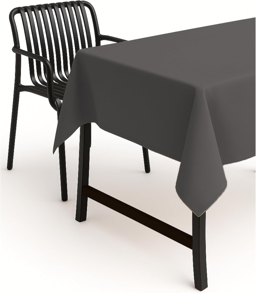 texpot Tischdecke 160 cm rund Dunkelgrau Leinenoptik Lotuseffekt Fleckschutz Bügelfrei Tischtuch Bild 1