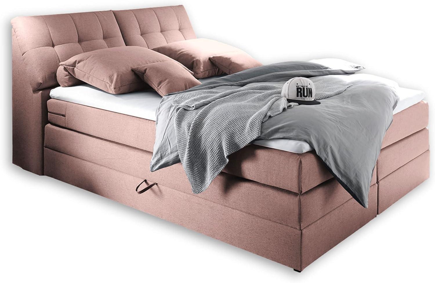 Stella Trading SPACE 1 Boxspringbett 180x200 mit Bettkasten, Flamingo - Bequemes Doppelbett mit Bonell Matratze & Komfortschaum Topper - 189 x 106 x 237 (B/H/T) Bild 1