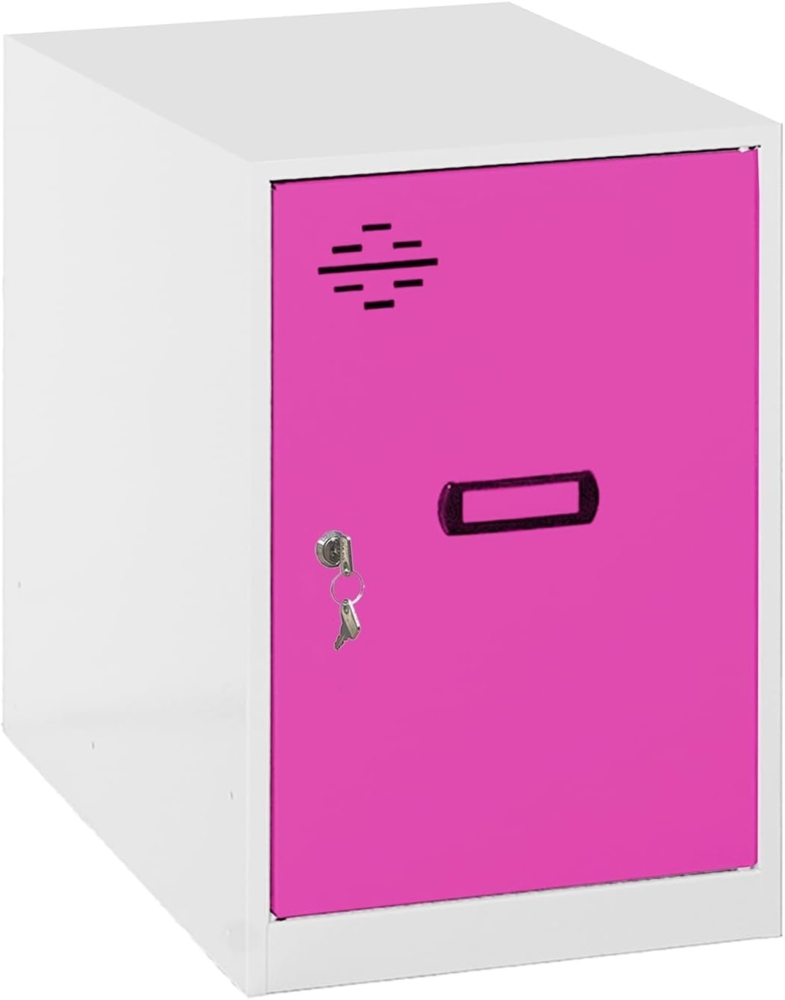 Simon Rack Simonlocker Kommode, klein, 475 x 400 x 500 mm, Amario aus Metall, inkl. Schlüssel, Weiß/Rosa Bild 1
