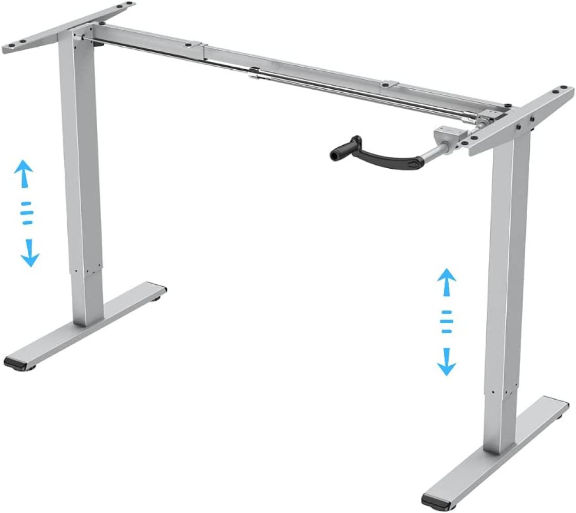 E.For.U® E3 höhenverstellbarer Schreibtisch Kurbelverstellbares Tischgestell (Manuell，Silber) Bild 1