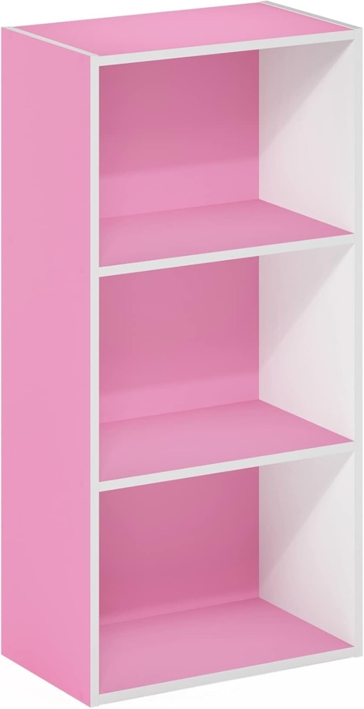 Furinno Luder 3-stufiges Bücherregal mit offenem Regal, Rosa/Weiß Bild 1