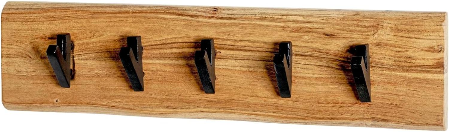 HAKU Möbel Wandgarderobe, Massivholz, akazie, schwarz, T 9 x B 60 x H 15 cm Bild 1