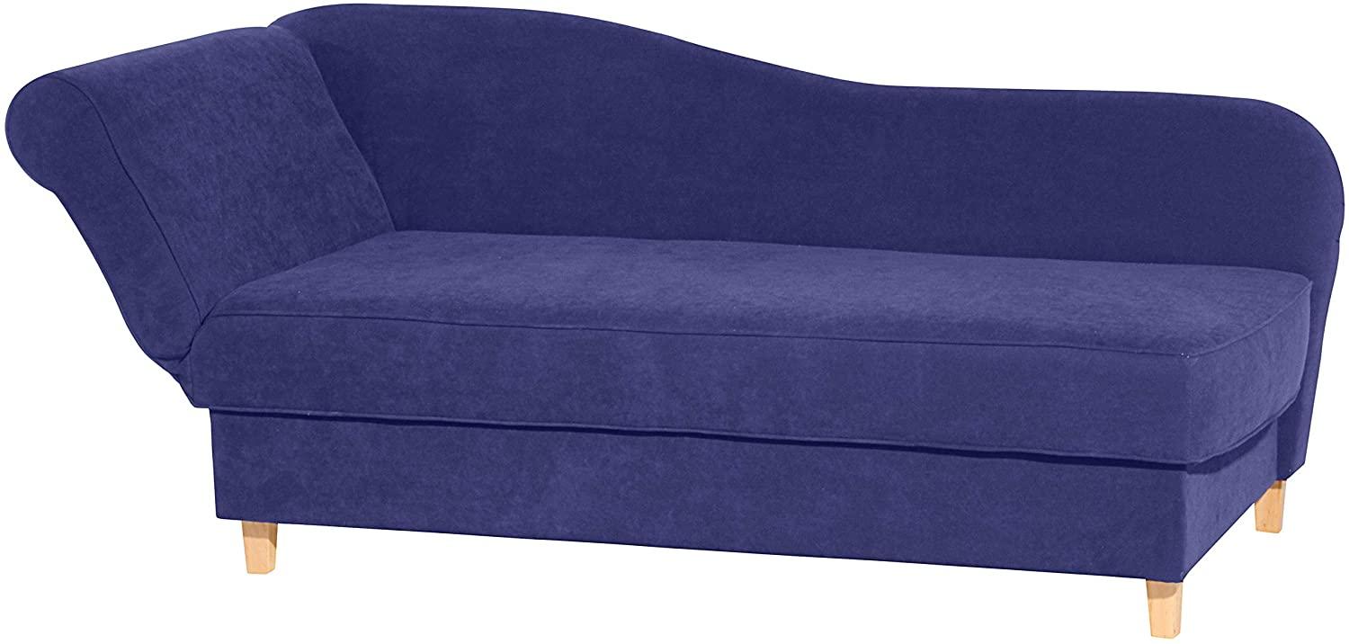 Selma Recamiere mit Armteil links klappbar Veloursstoff Blau Buche Natur Bild 1