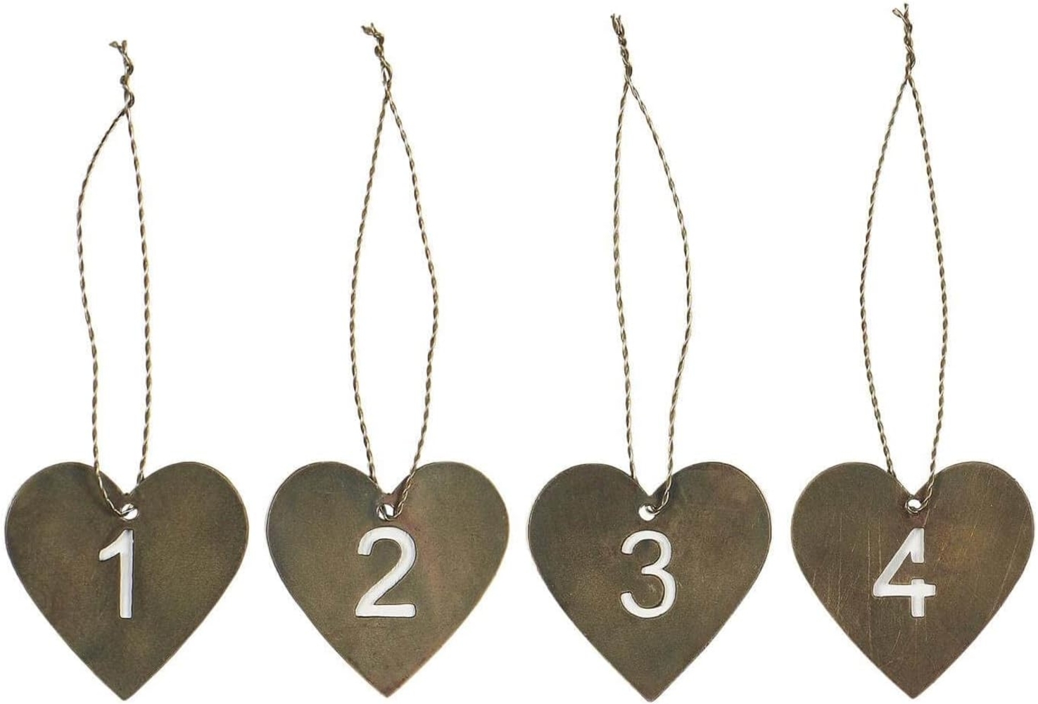 IB Laurse Anhänger 1-4 braun Advents Kranz Metall Herz Weihnachten Zahlen Draht Bild 1