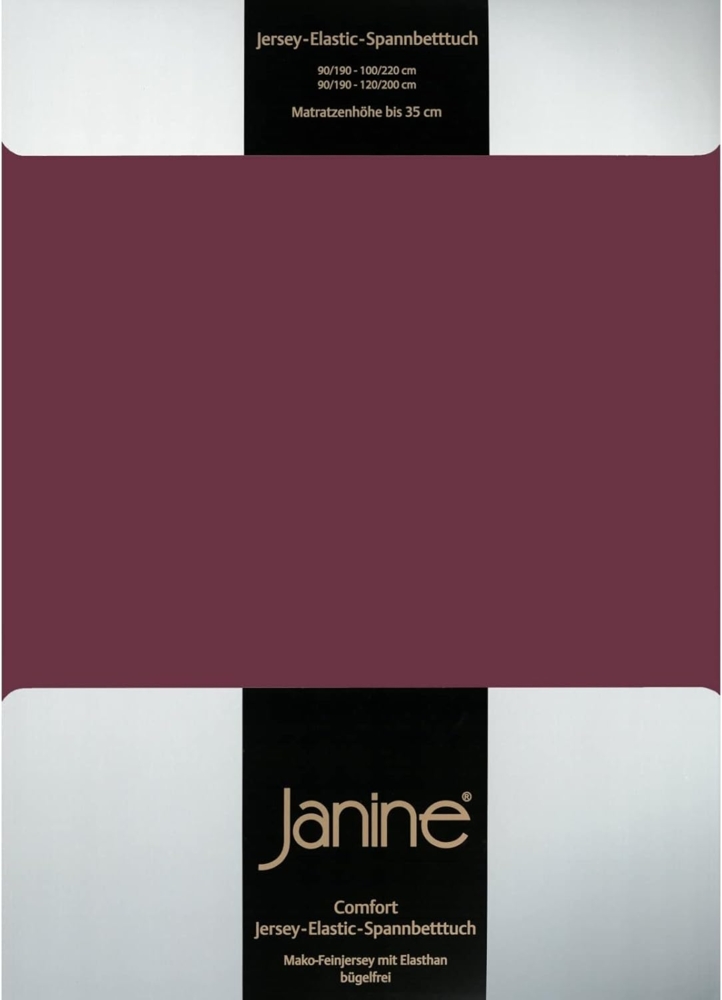 Janine 5002 Elastic-Jersey-Spannbetttuch 41 burgund 140x200-160x220 Bild 1