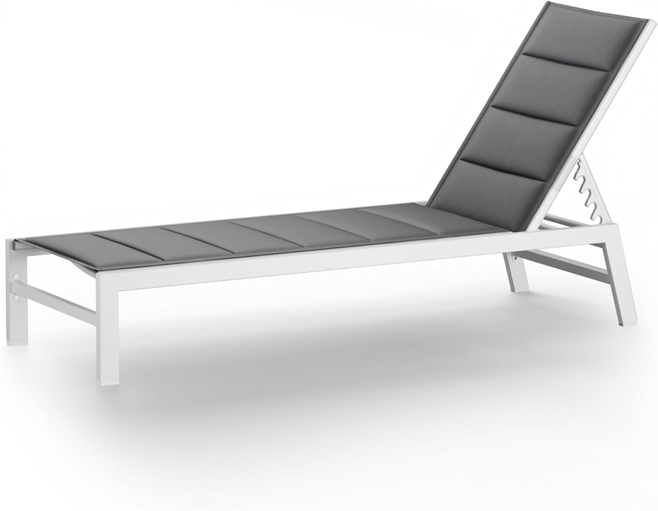 blumfeldt Renazzo XXL Sonnenliege - 5-Fach Verstellbar, Garten & Balkon Liegestuhl, Wetterfester Aluminiumrahmen, 8 kg Leicht, Wasserabweisender ComfortMesh, 200 cm Lang, Weiß Bild 1