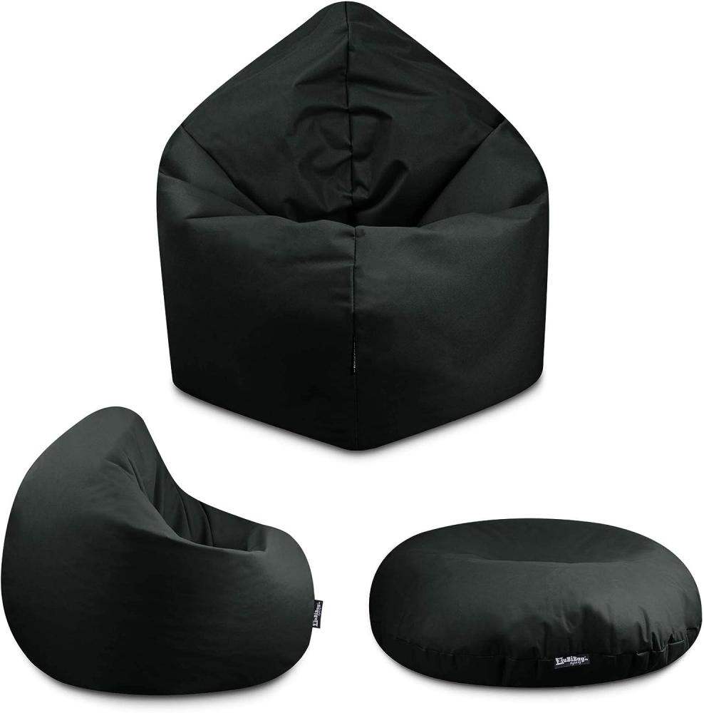 BuBiBag - 2in1 Sitzsack Bodenkissen - Outdoor Sitzsäcke Indoor Beanbag, Schwarz, Ø 125,0 cm Bild 1