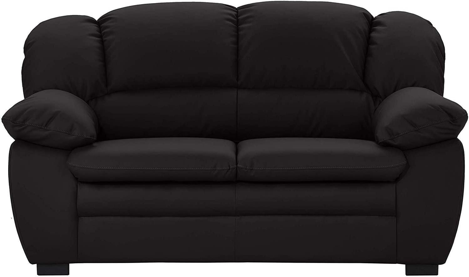 Mivano 2-Sitzer Sofa Casino, Bequeme Ledercouch mit moderner Kontrastnaht, 159 x 88 x 92, Kunstleder Schwarz Bild 1