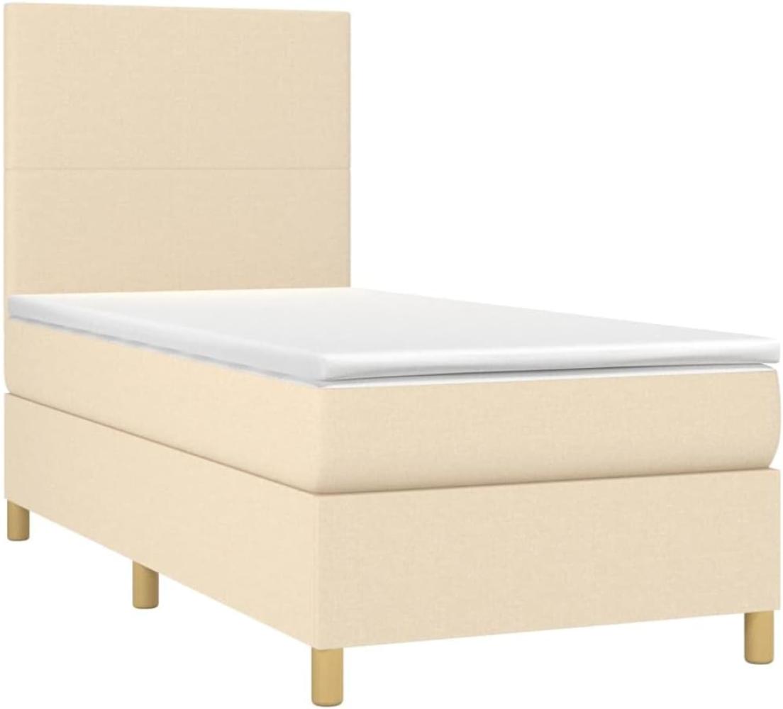 vidaXL Boxspringbett mit Matratze Creme 90x190 cm Stoff 3142142 Bild 1