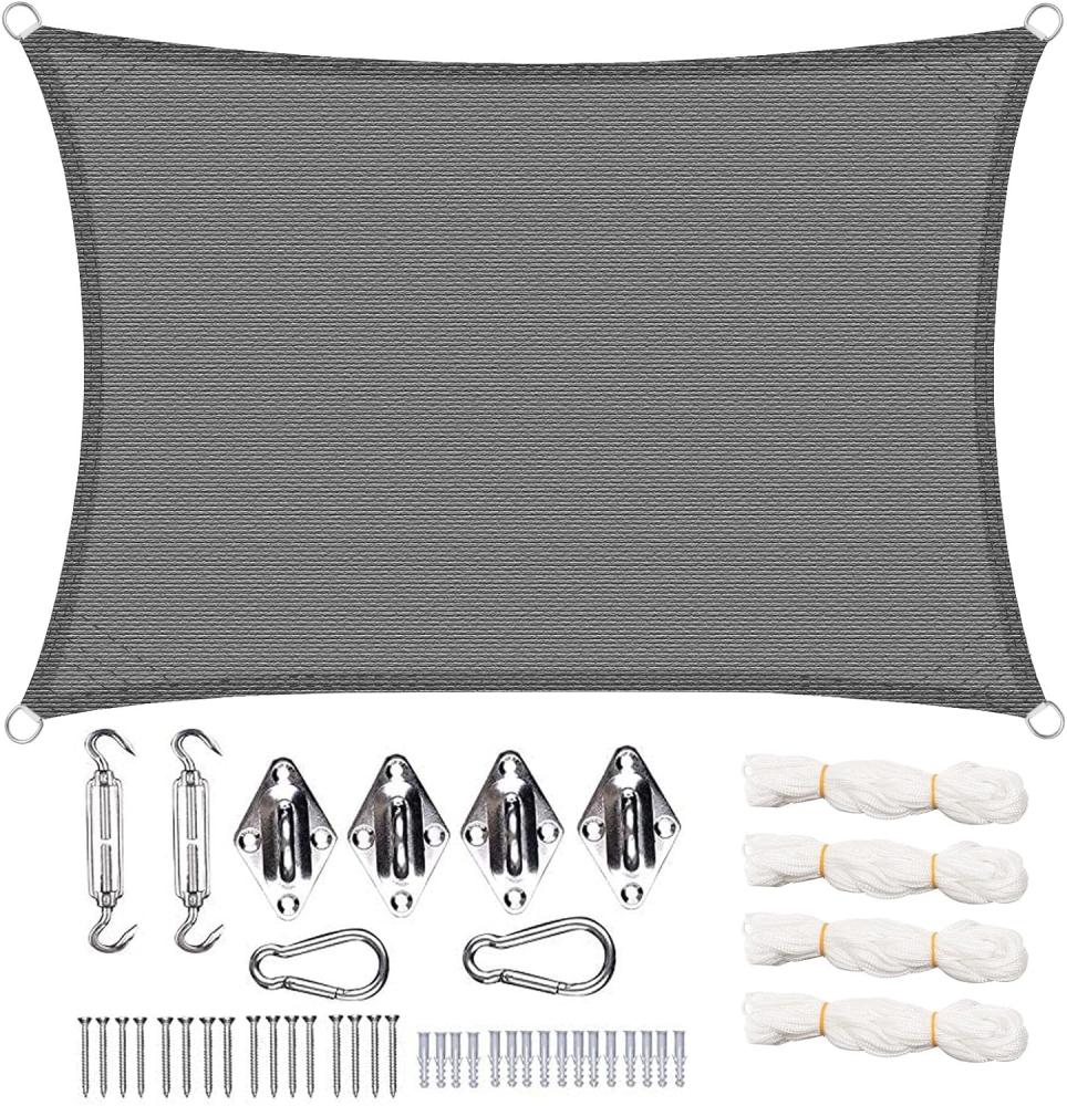 Sonnensegel Sonnenschutz HDPE Durchlässig UV Schutz grau 4x5m Bild 1