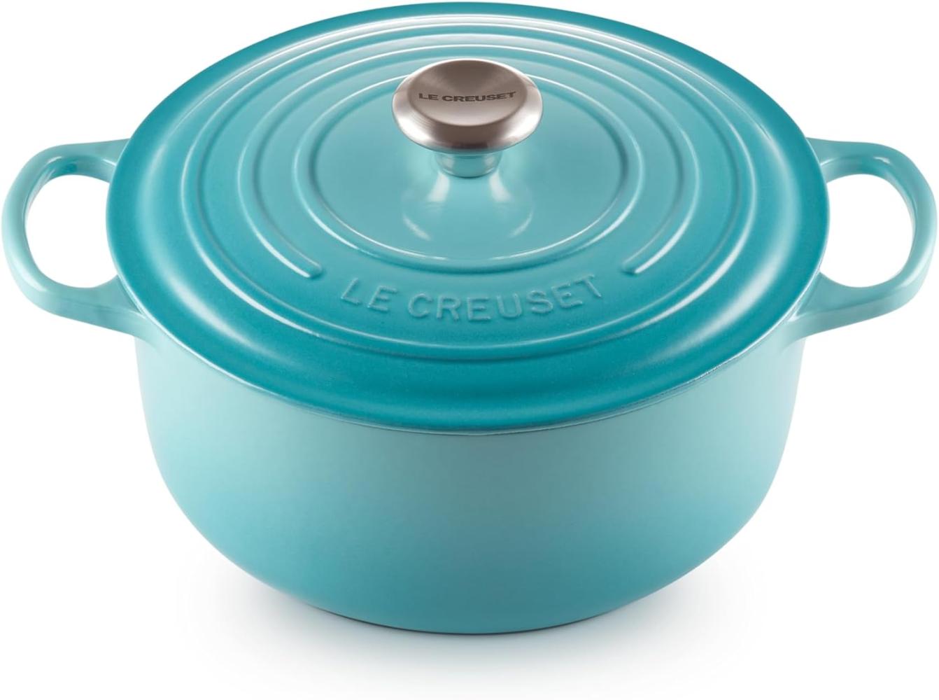 Le Creuset Signature Gusseisen-Bräter mit Deckel, Für alle Herdarten und Induktion geeignet, Rund, Karibik, 26,0 cm, 5.3 Bild 1