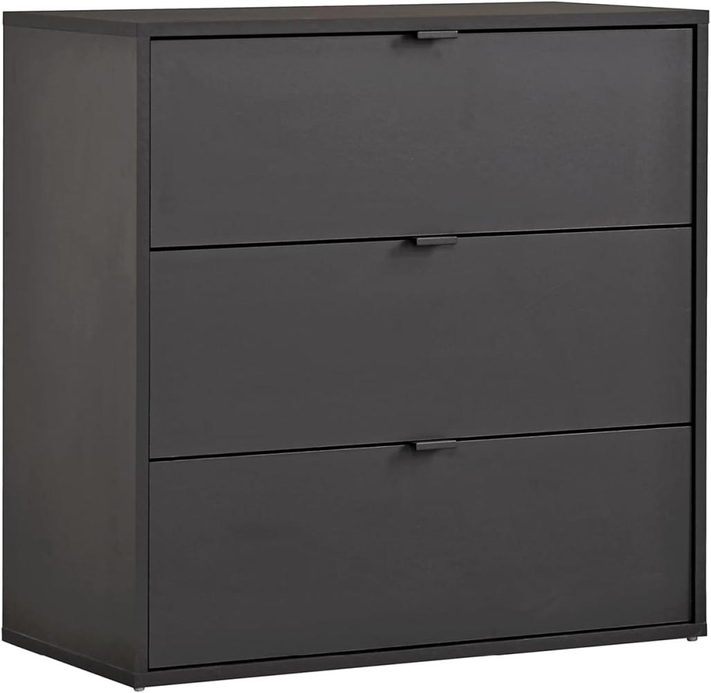 mokebo Sideboard Die Stilvolle (mit 3 Schubladen), Nachttisch, Highboard, Anrichte oder Kommode in Schwarz Bild 1