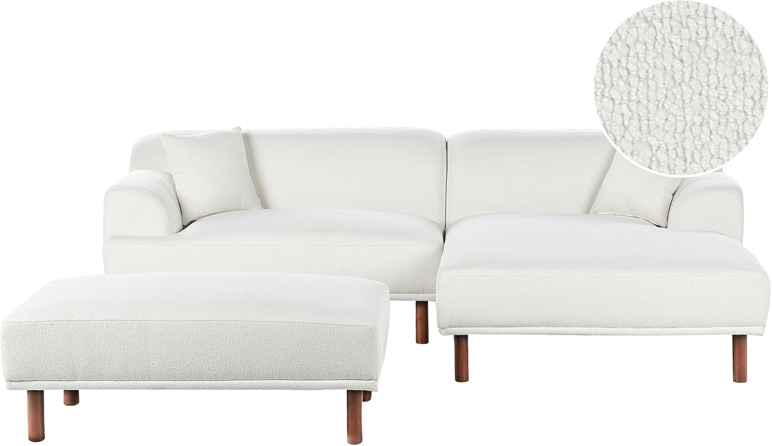 Ecksofa 3-Sitzer HOLT Bouclé Weiß mit Ottomane linksseitig Bild 1