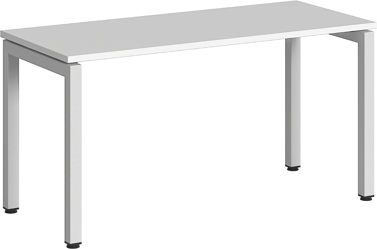 Steelcase Ottima Portico Homeoffice-Schreibtisch in fixer Höhe, Melamin-Tischplatte in der Farbe Snow und Gestell in der Farbe Pearl Snow, einfache Montage (140 x 60 cm) Bild 1