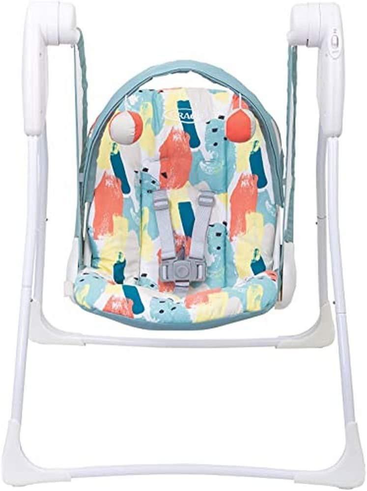 Graco Baby Delight Schaukel, 2 Geschwindigkeiten, tragbar, batteriebetrieben, mit kompakter Faltung, Paintbox Bild 1