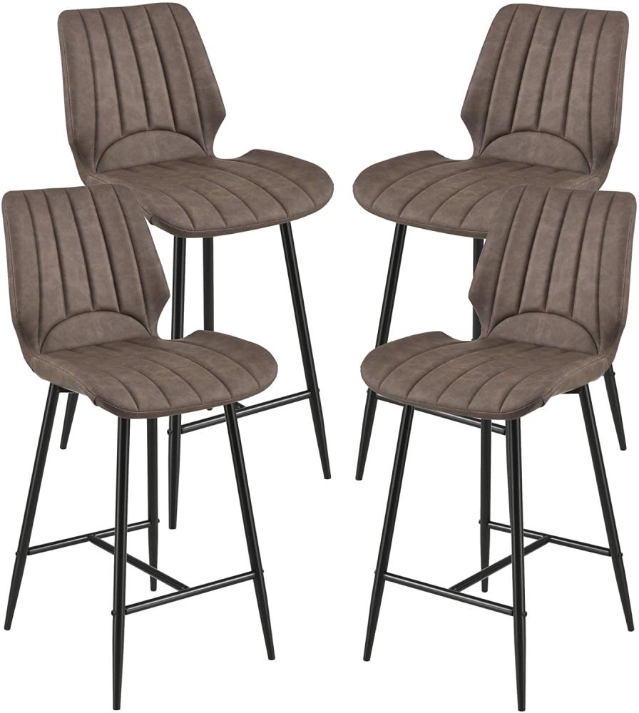 4er-Set Barhocker Östersund Dunkelbraun Wildlederimitat en. casa Bild 1