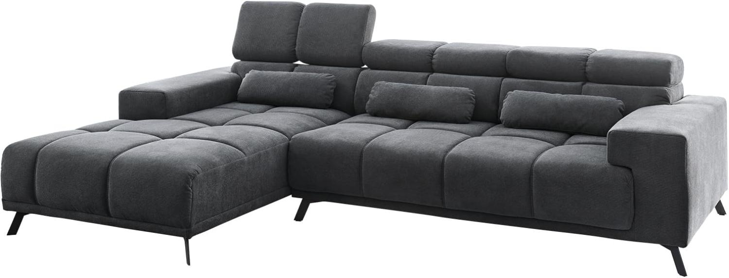 Ecksofa Ordino 285x200 Mikrofaser Schwarz Ottomane links elektrische Sitztiefenverstellung Bild 1