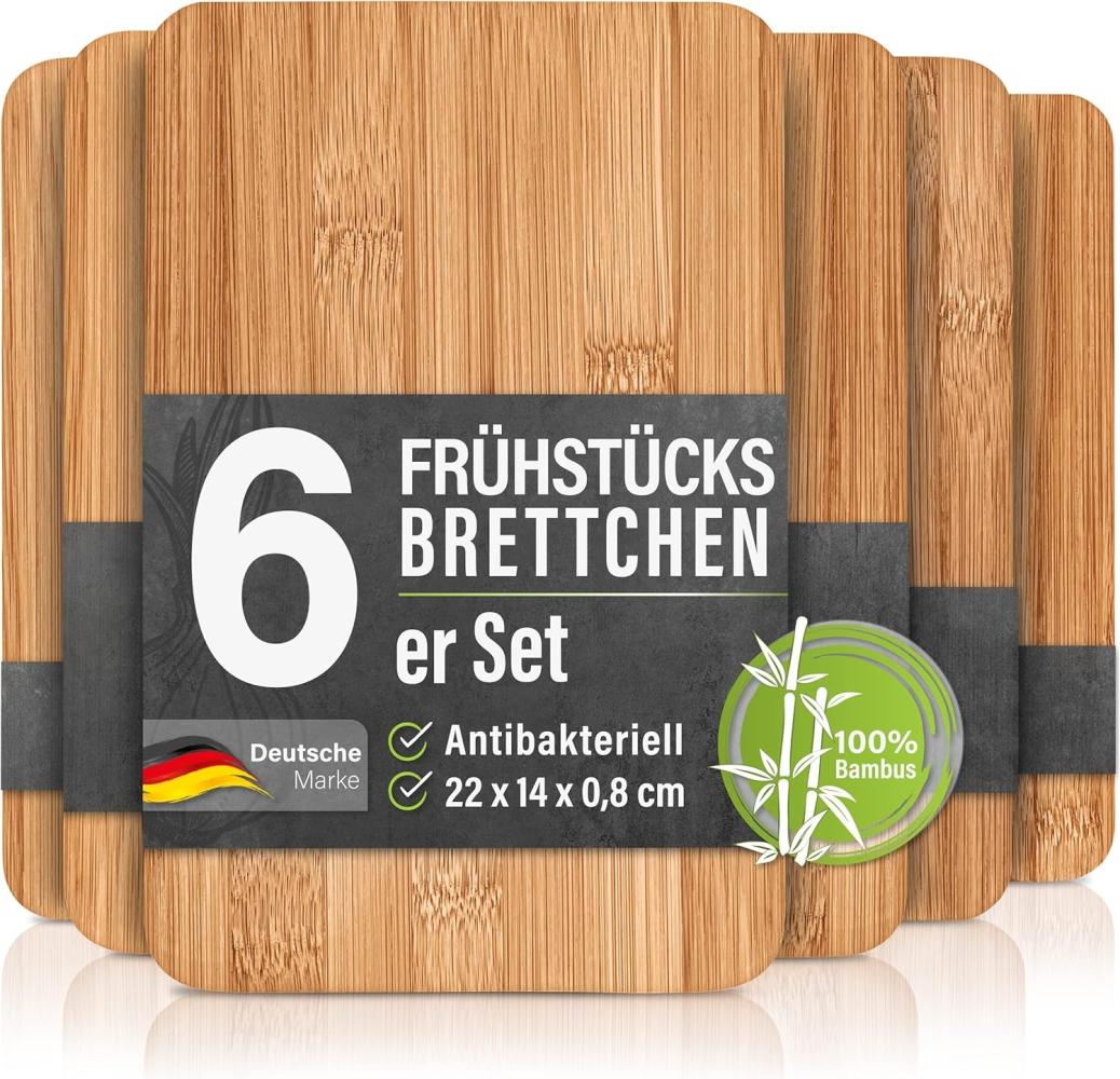 6er-Set Frühstücksbrettchen aus Bambus, 22 x 14 x 0,8 cm Bild 1