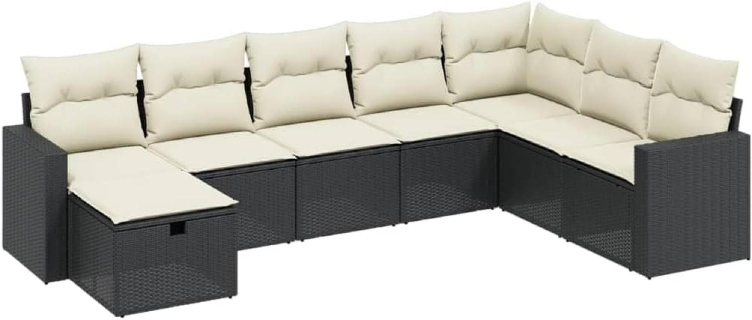 vidaXL 8-tlg. Garten-Sofagarnitur mit Kissen Schwarz Poly Rattan 3263582 Bild 1