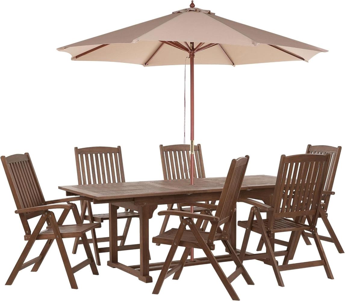 Gartentisch Set AMANTEA Akazienholz 6 Personen Sandbeige Bild 1