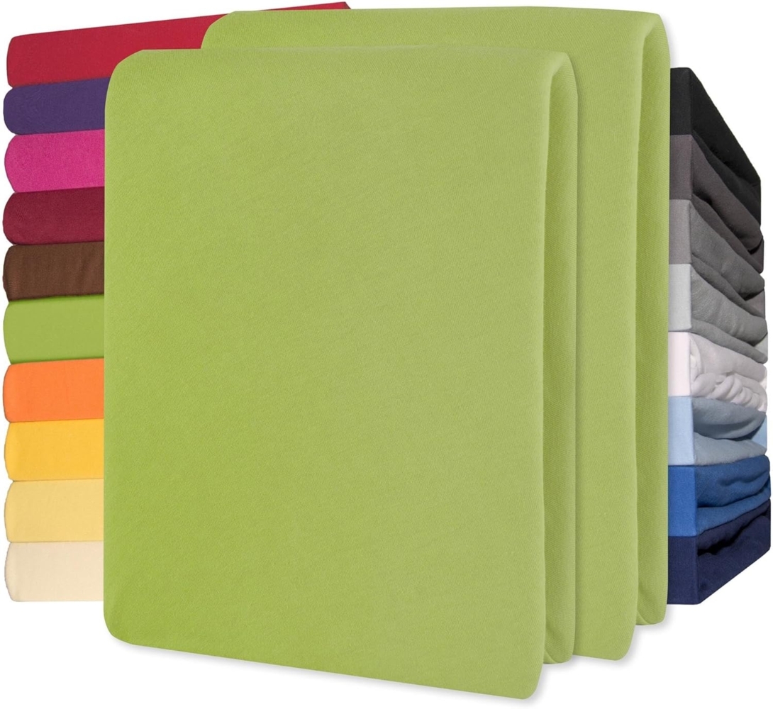 CelinaTex Jersey Topper Spannbettlaken Lucina 200x200-200x220 cm grün 100% Baumwolle gekämmt bis 12cm Matratzenhöhe Oeko-TEX Bild 1