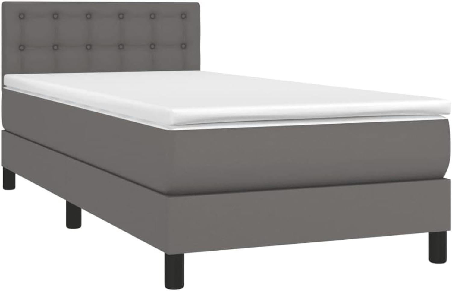 vidaXL Boxspringbett mit Matratze Grau 80x200 cm Kunstleder 3141093 Bild 1