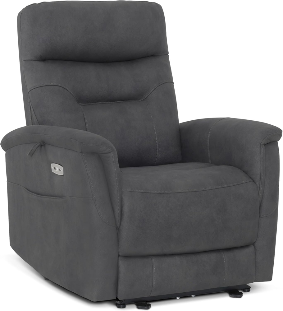 M MCombo Relaxsessel mit Liegefunktion, Fernsehsessel Elektrisch Verstellbar, TV Sessel, Recliner Chair, USB & Seitentasche, Sessel Wohnzimmer Relax, 7077(Dunkelgrau) Bild 1