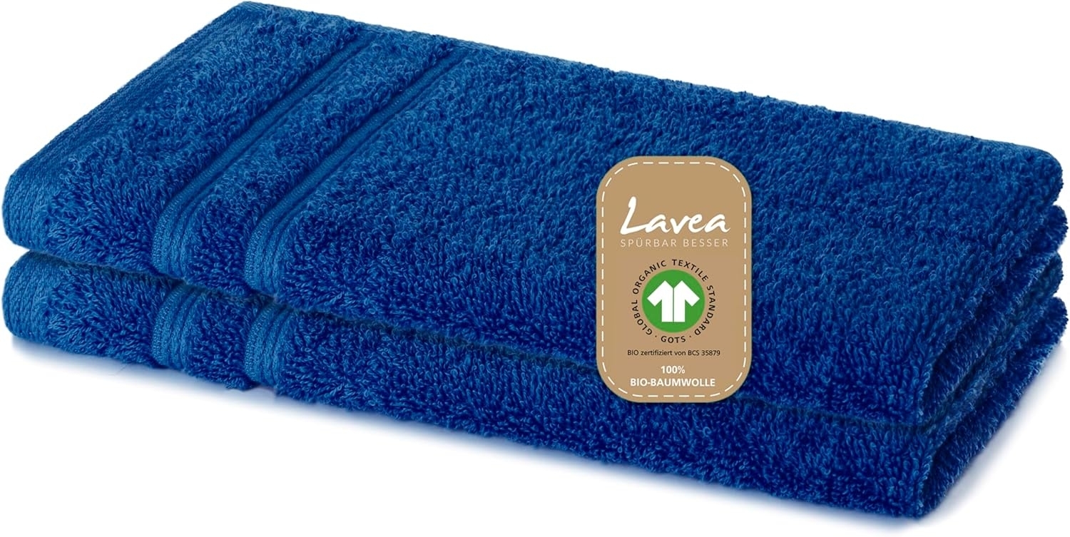 Lavea Gästehandtuch Bali, 30x50cm aus 100% Bio-Baumwolle, einzigartig weiche Gästetücher mit Aufhänger (Set, 2-St), hochwertiges und nachhaltiges Premium Gästetuch – saugstarke Faser Bild 1