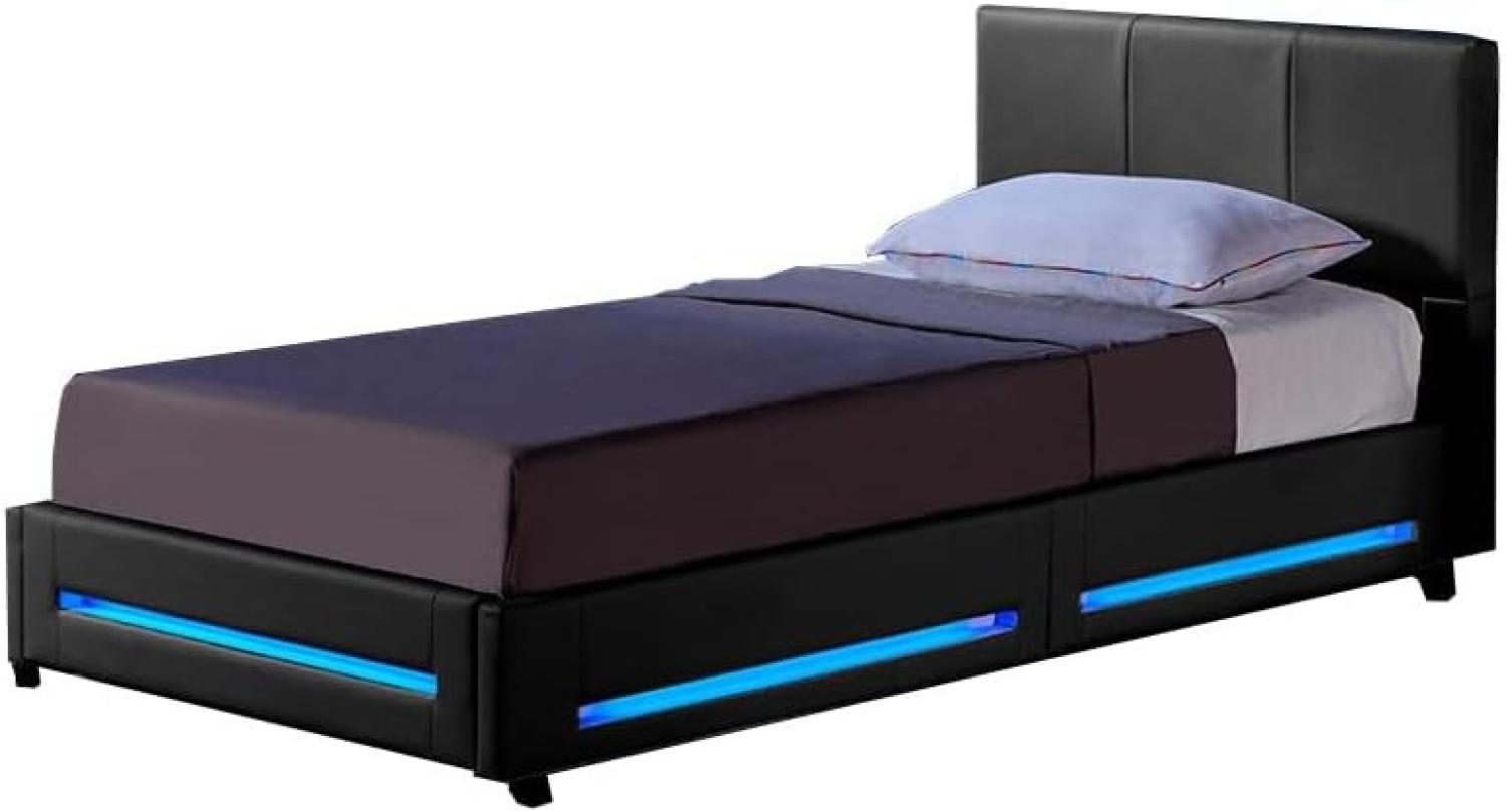 HOME DELUXE LED Bett ASTEROID - 90 x 200 cm Dunkelgrau Bild 1