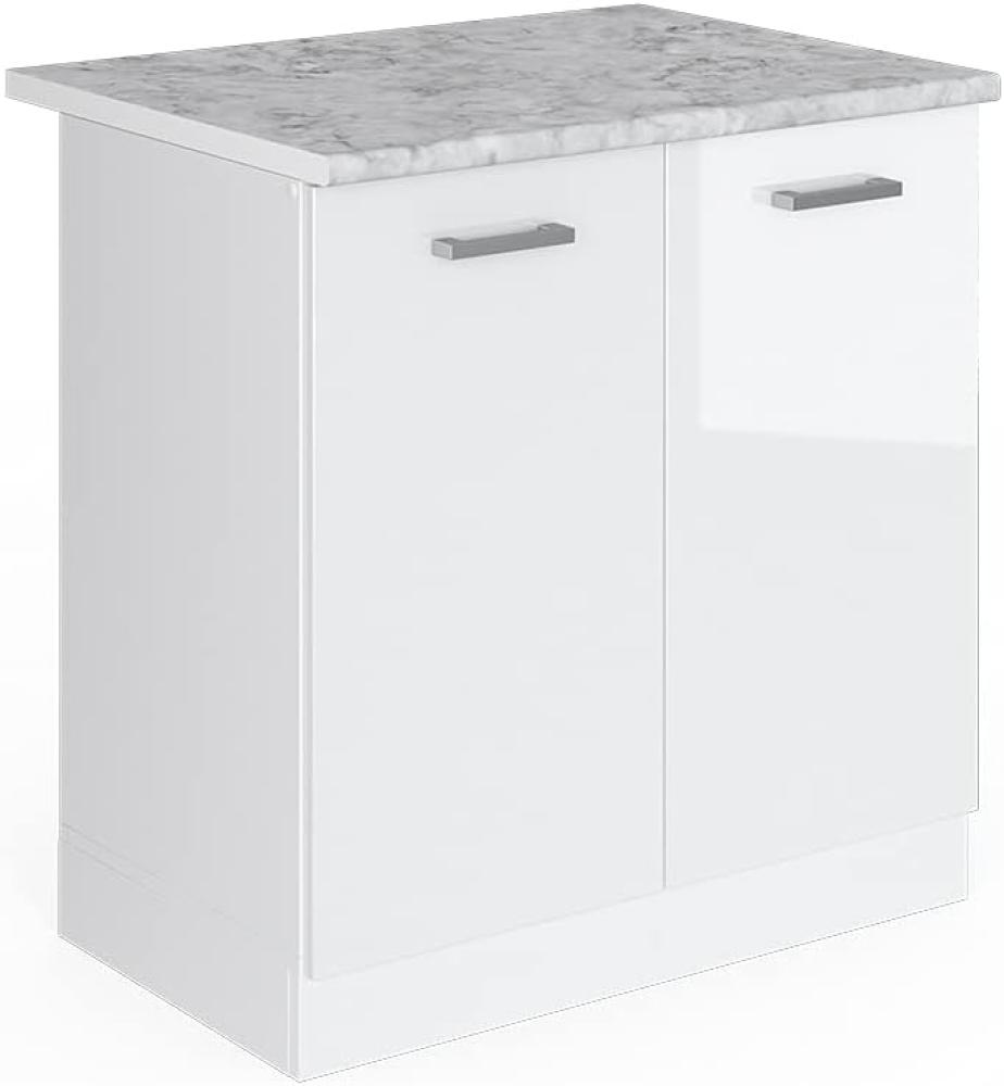 Vicco Küchenschrank R-Line Küchenzeile Hängeschrank Unterschrank Küchenschränke Küchenunterschrank Arbeitsplatte (weiß mit Arbeitsplatte, Spülenunterschrank 80 cm) Bild 1