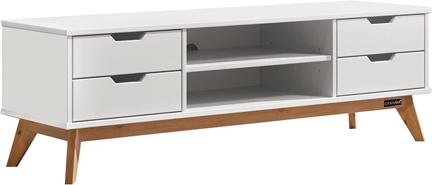 Casaria Kiefernholz TV Schrank Borneo Weiß Bild 1