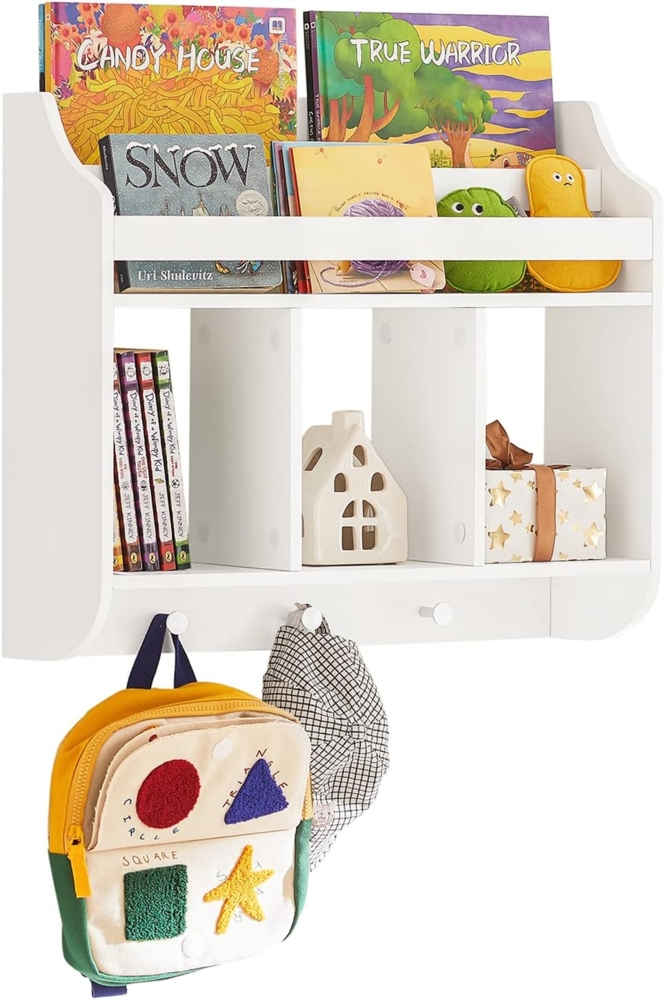 SoBuy Bücherregal KMB46, Kinderregal Wandregal Hängeregal Wandgarderobe mit 3 Haken Bild 1