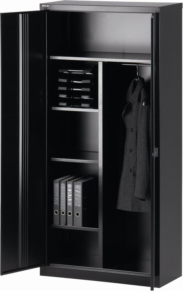 Bisley Flügeltürenschrank Universal, Garderobeneinsatz, Farbe schwarz Bild 1